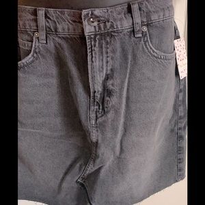 Free People Denim Frayed Skirt